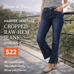 Harper Heritage Cropped Raw-Hem Jeans – Dark Wash